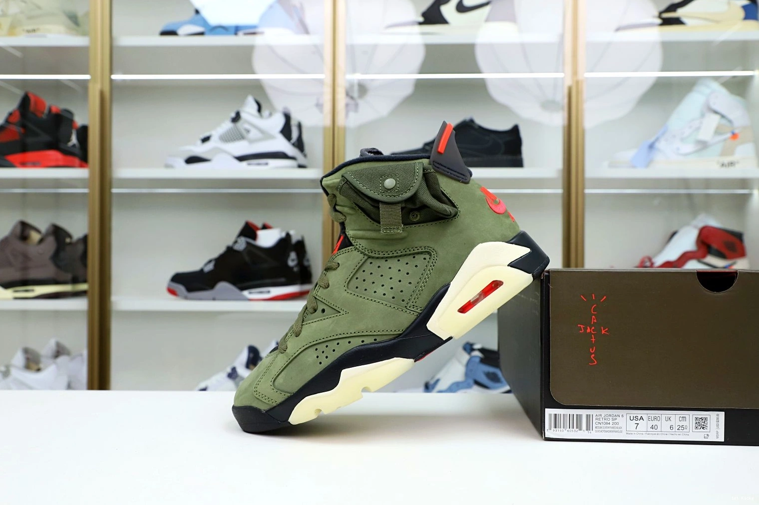 Affordable Kimikick SCOTT TRAVIS RETRO AIR X 6 'OLIVE' 1983 JORDAN 1225